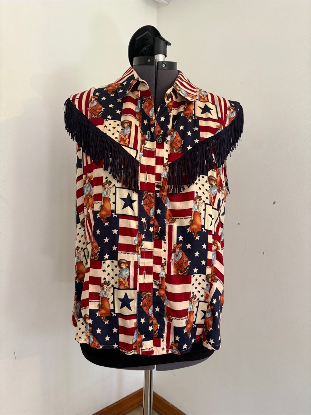 Banjo Cowgirl Fringe USA Tank Top